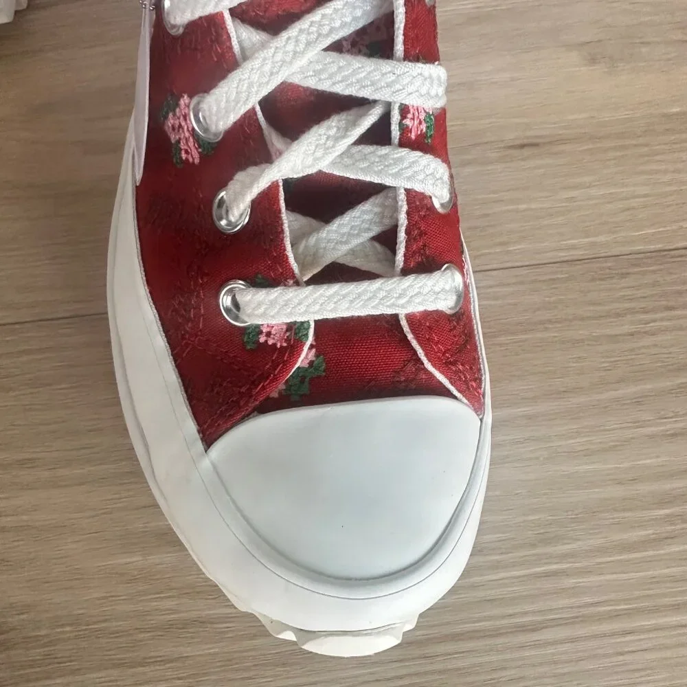 ✨Converse Run Star Hike Hi 7.5 Womens shoes Cross Stitch Roses Sneakers A14885C - Picture 6 of 12